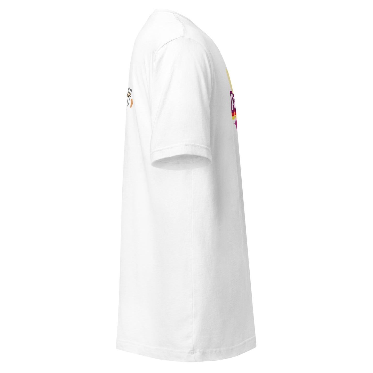 Sleeve view of the Fantasia Tee 100% recycled fabric.