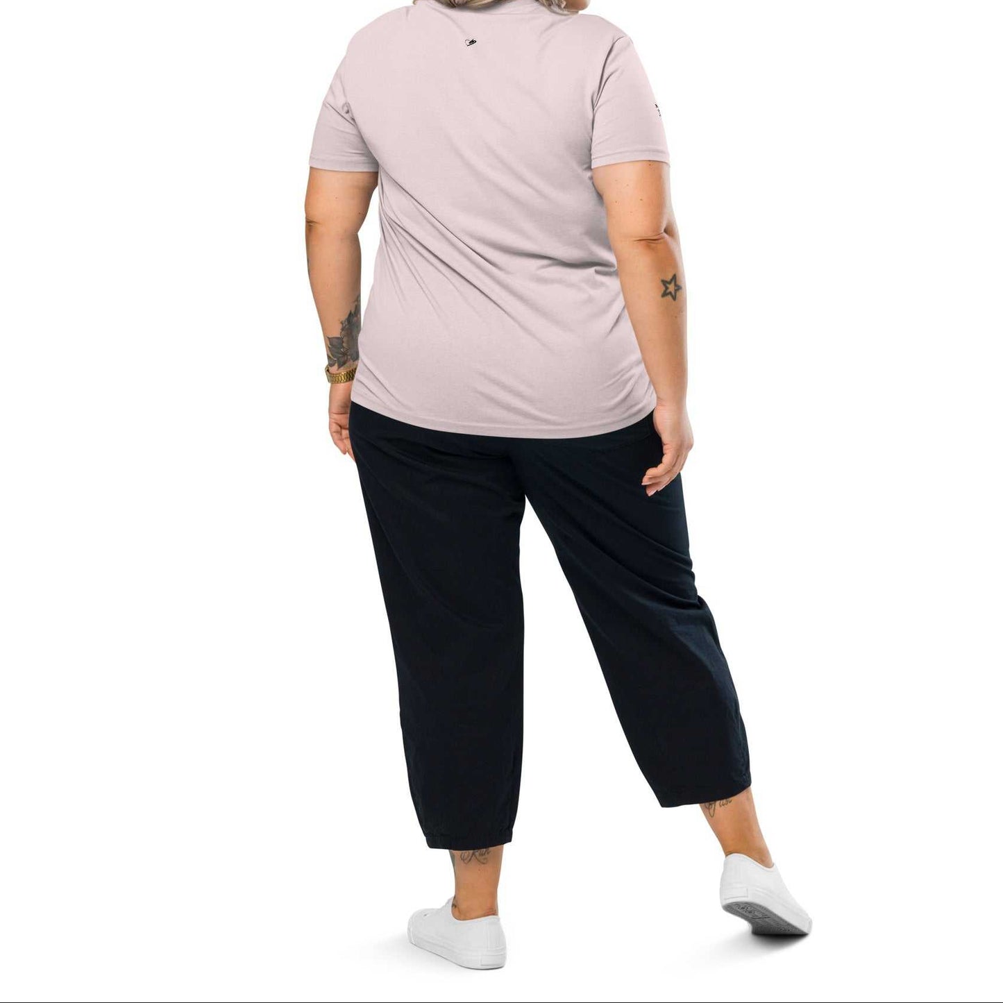 A model wearing The Big Data Tee in 100% organic cotton, showing the bold "Big Data" text on the front.