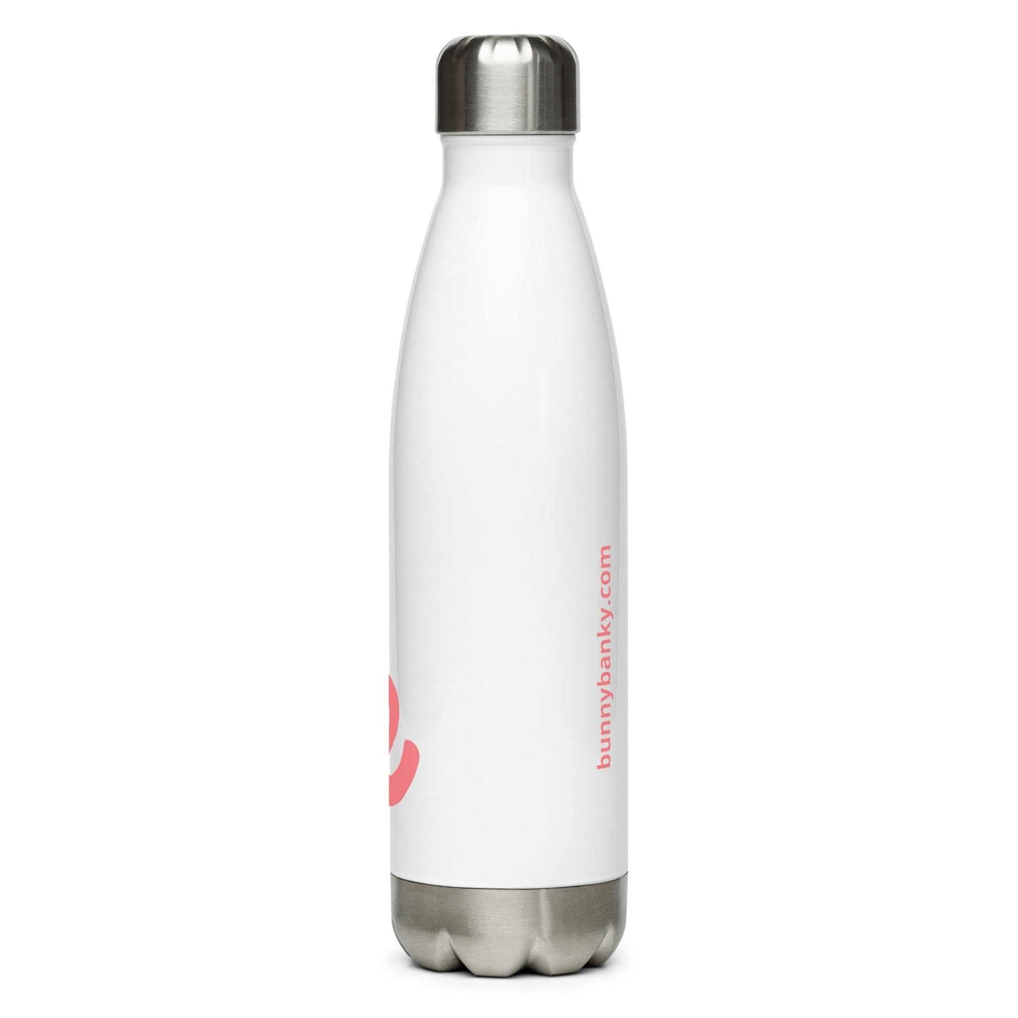 The Cute Bottle in crisp white, contrasting with the glossy pink lips pop-art print.