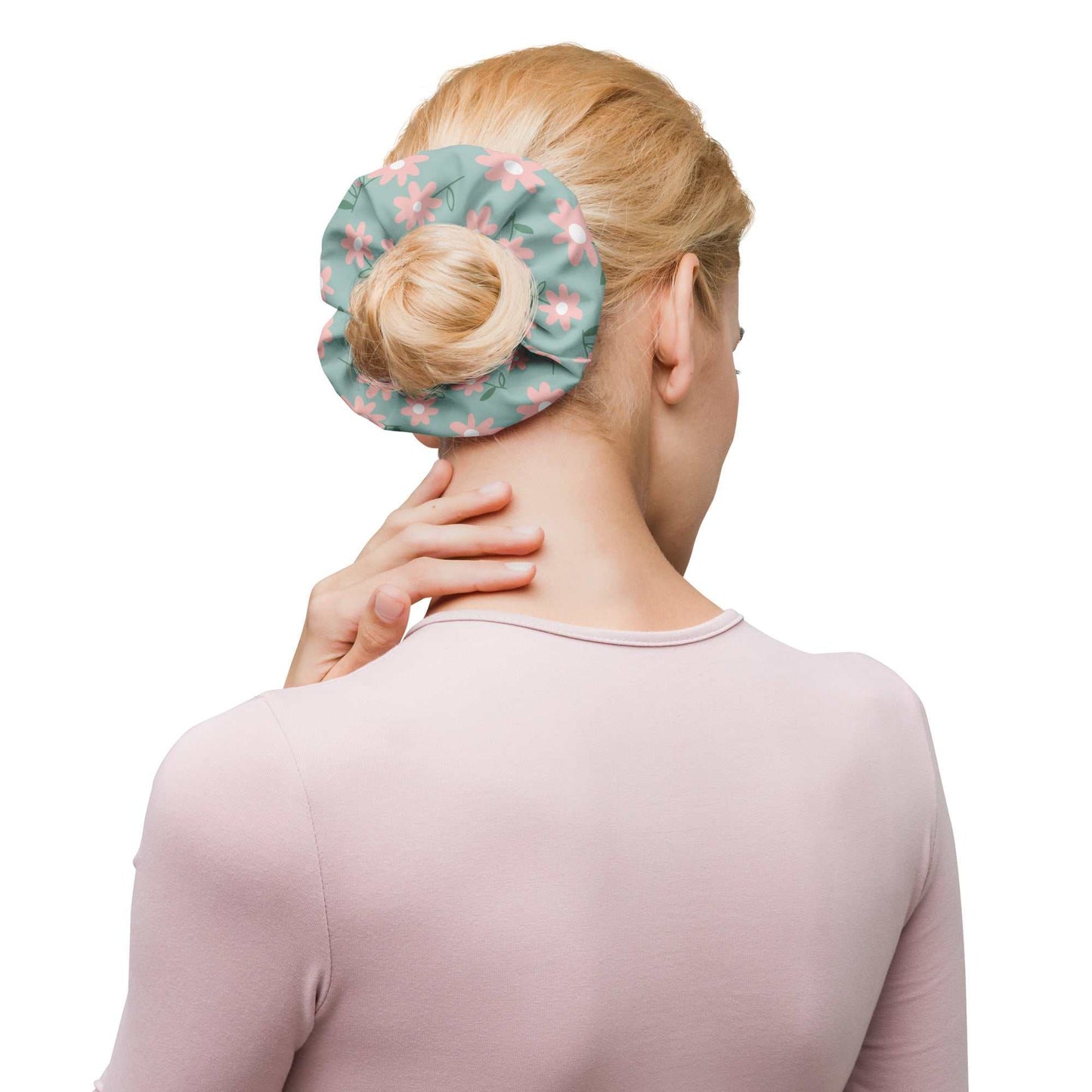 A model wearing the Garden Recycled Scrunchie