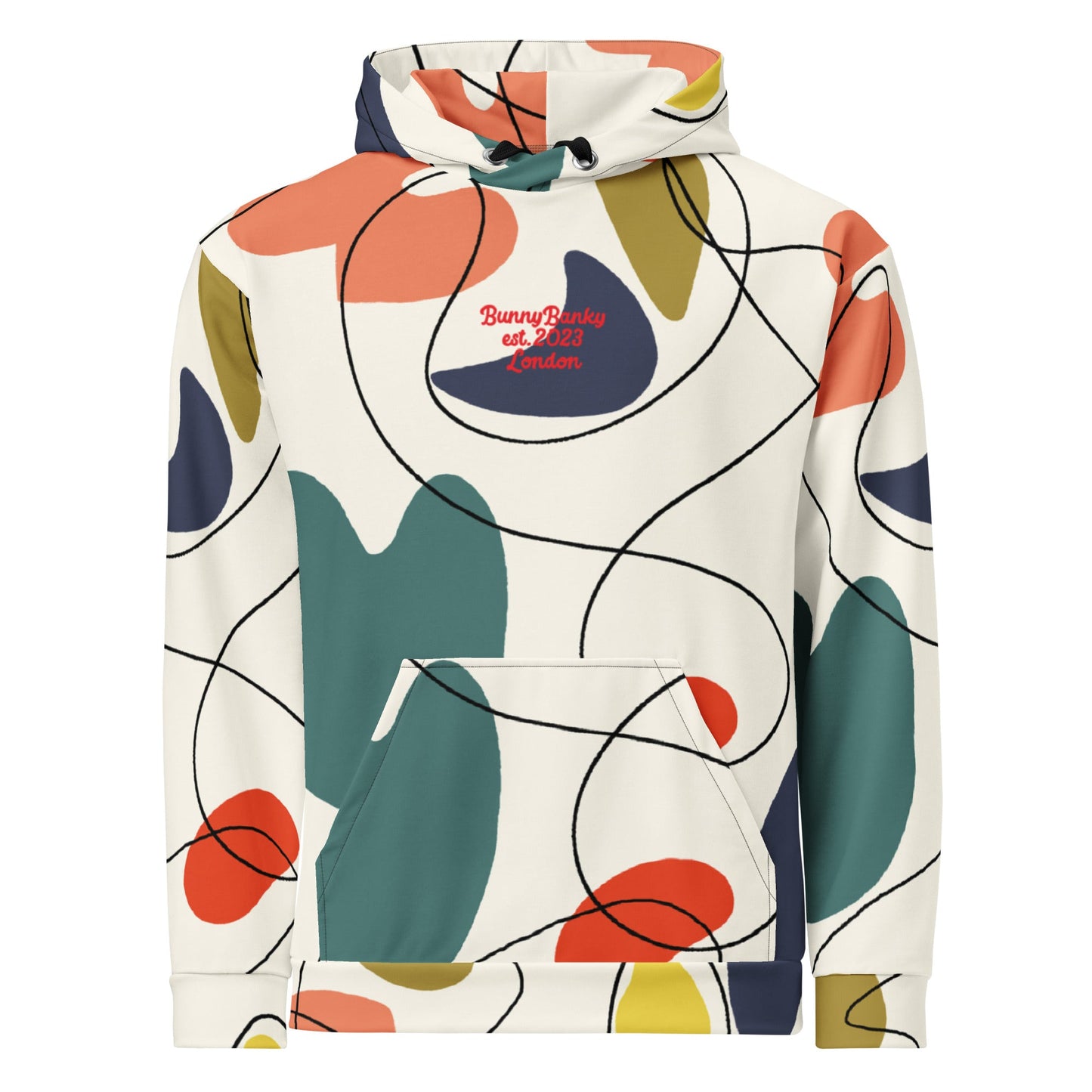 Marylebone All Day Active Unisex Hoodie with unique print, designed in London, made in Europe. - BunnyBanky