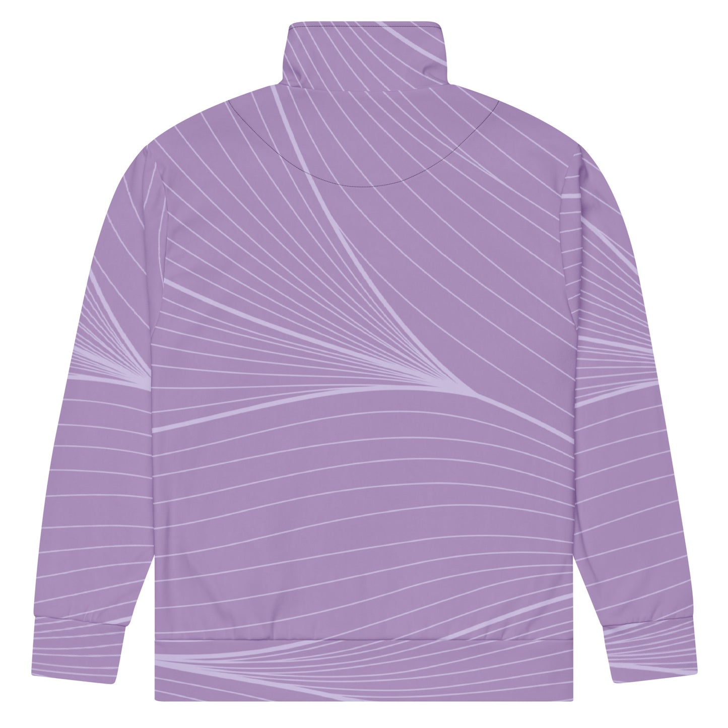 The Roma Track Jacket, showing the lightweight fit and the vibrant lilac graphic print