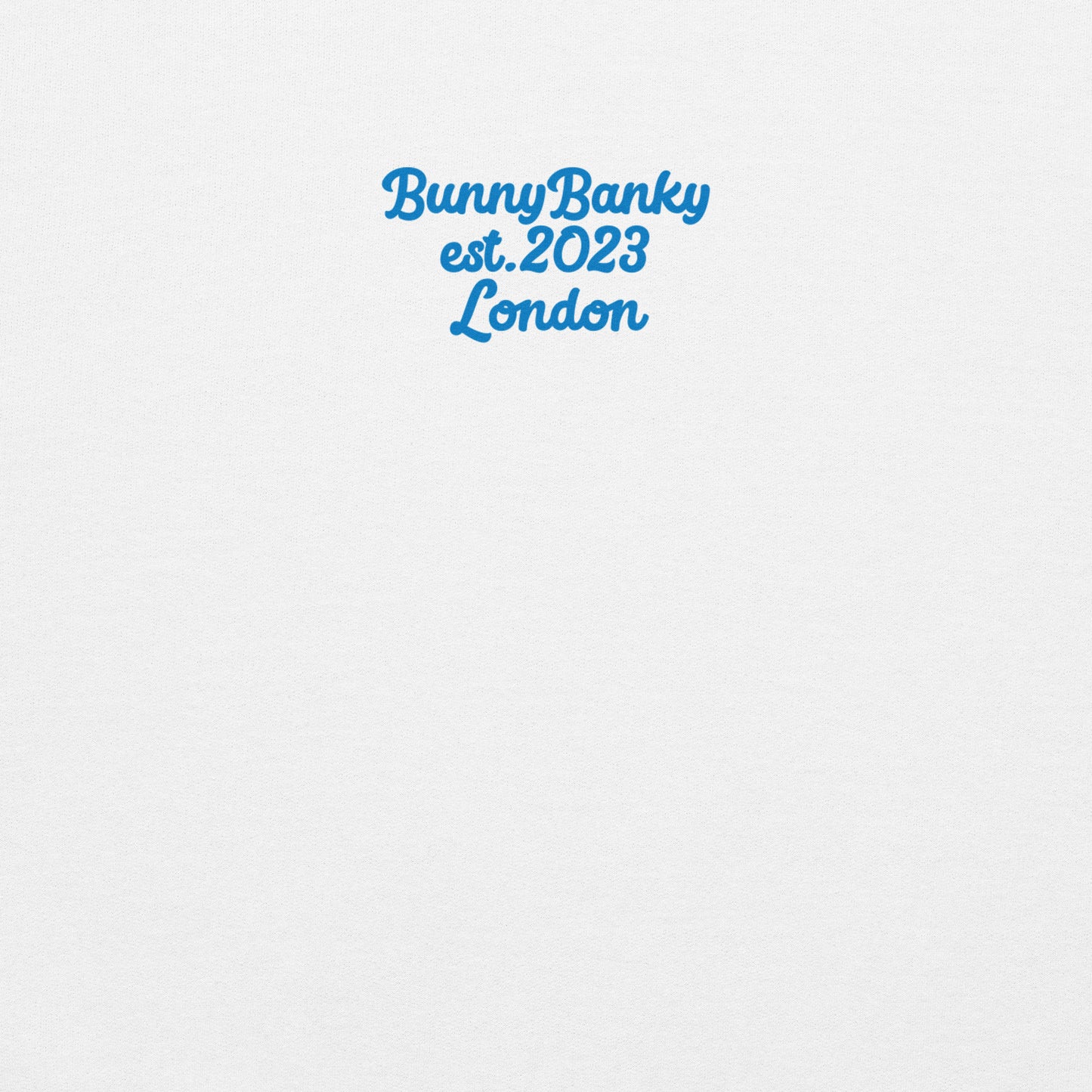 A close-up of the back of The Running Late Sweatshirt, showing the heritage signature print detail.