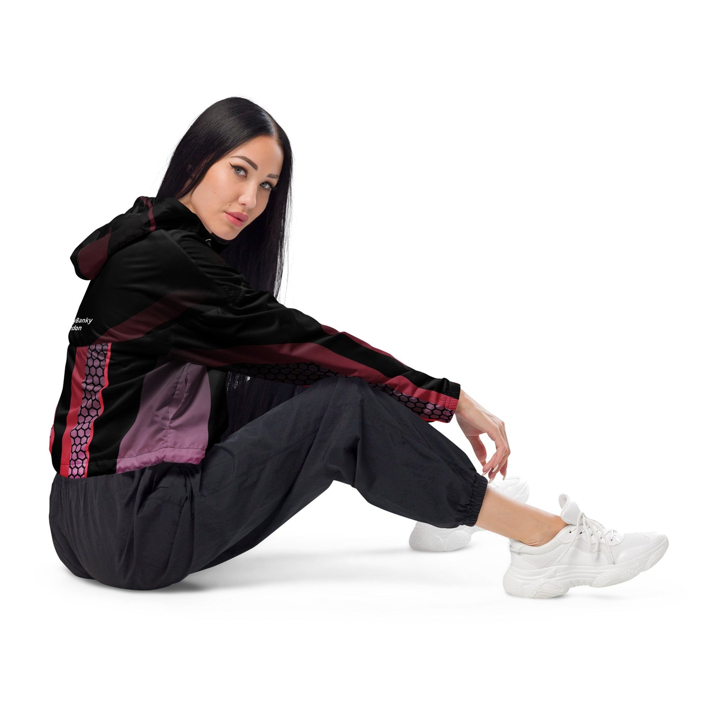 BunnyBanky UrbanFlex EcoShield Cropped Windbreaker: Sustainable Activewear - BunnyBanky