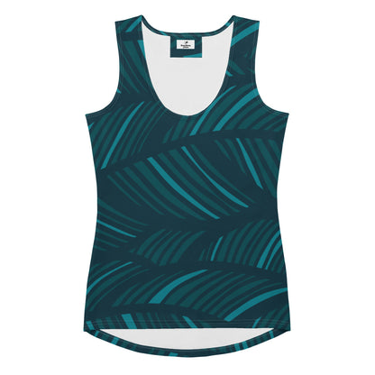 The amazonia performance tank featuring blue and green strokes.