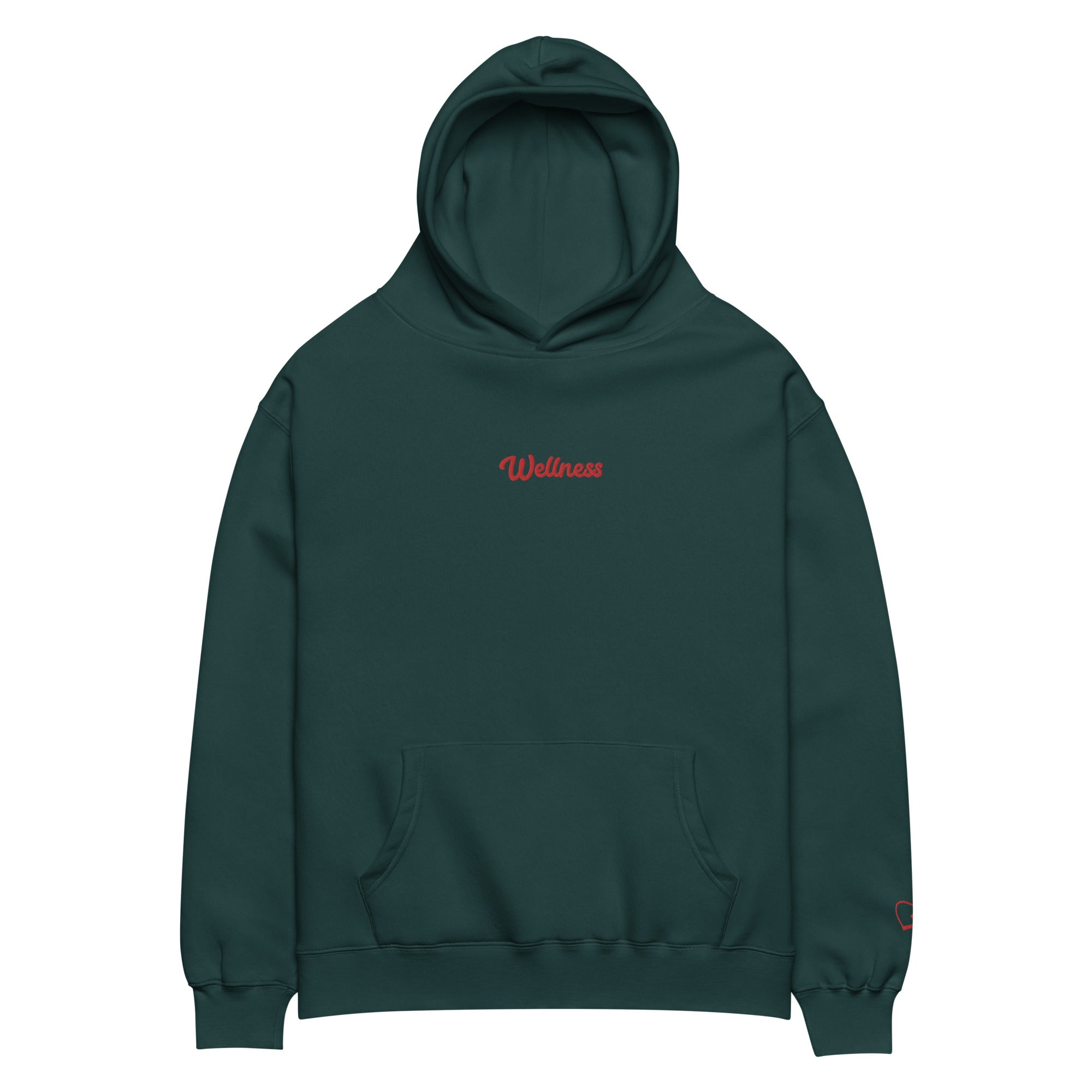 A close-up of the back of The Angel Wellness Hoodie, showing the oversized fit and the embroidered 