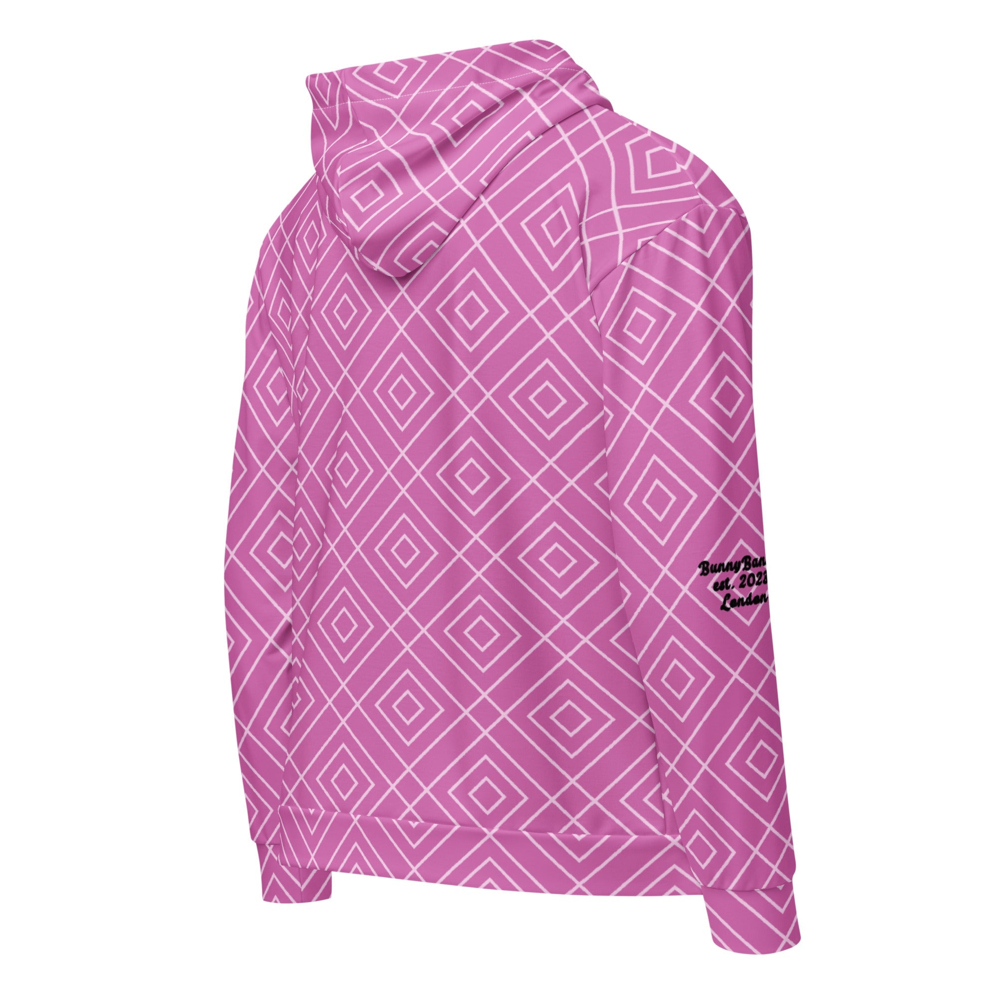 Close-up of the Bahamas Zip Hoodie focusing on the premium white zipper and the signature 