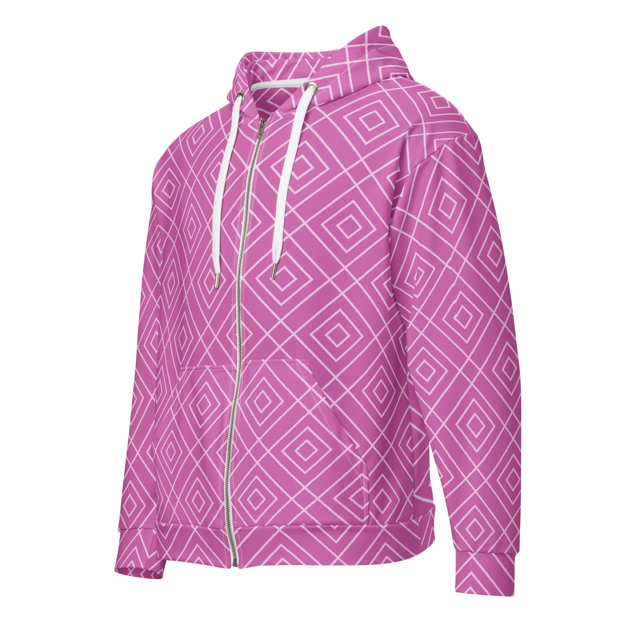 Close-up of the Bahamas Zip Hoodie focusing on the premium white zipper and the signature 