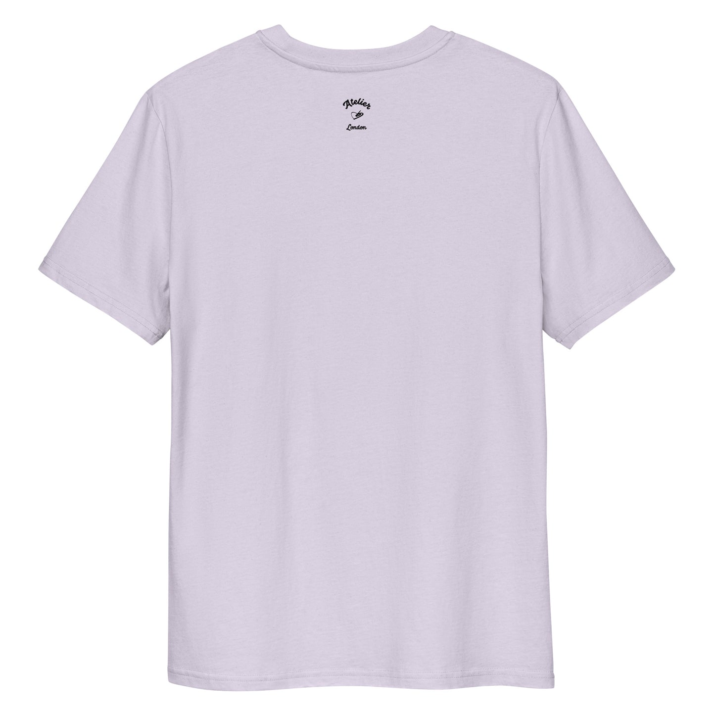 Levander t-shirt with a brand logo on the back against a white background