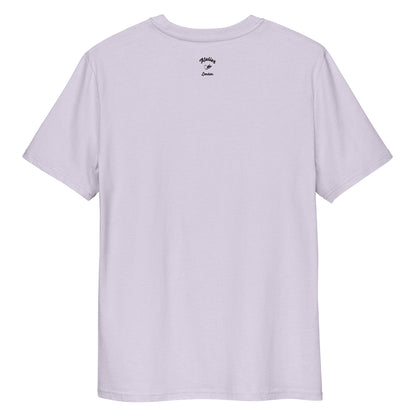 Levander t-shirt with a brand logo on the back against a white background
