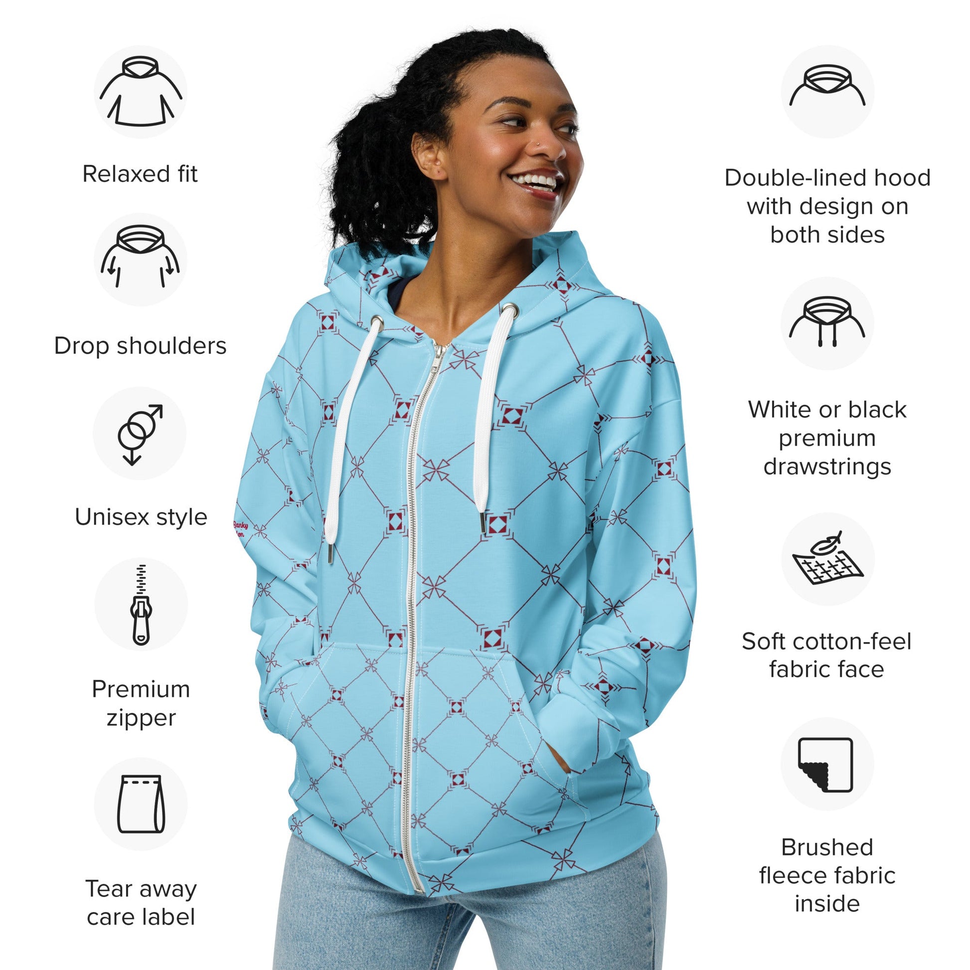Bordeaux Zip Hoodie - BunnyBanky