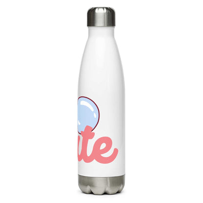 TheCute Bottle in crisp white, contrasting with the glossy pink lips pop-art print.