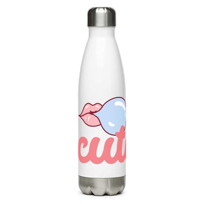 The Cute  Bottle in crisp white, contrasting with the glossy pink lips pop-art print.