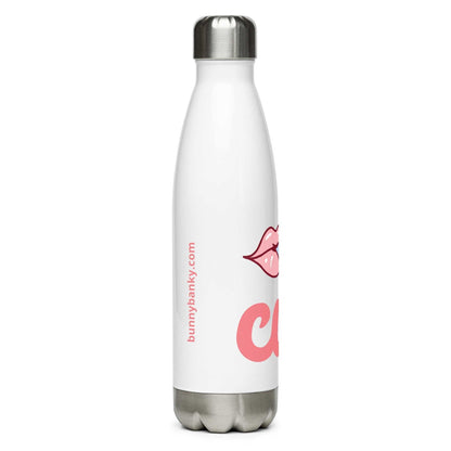 The Cute  Bottle in crisp white, contrasting with the glossy pink lips pop-art print.