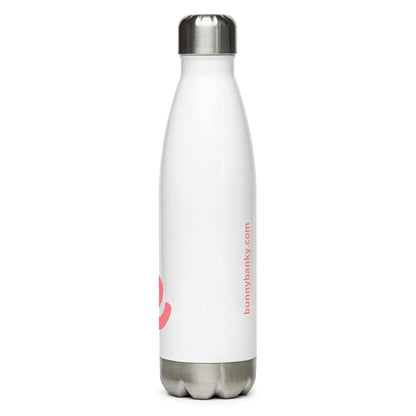 The Cute Bottle in crisp white, contrasting with the glossy pink lips pop-art print.