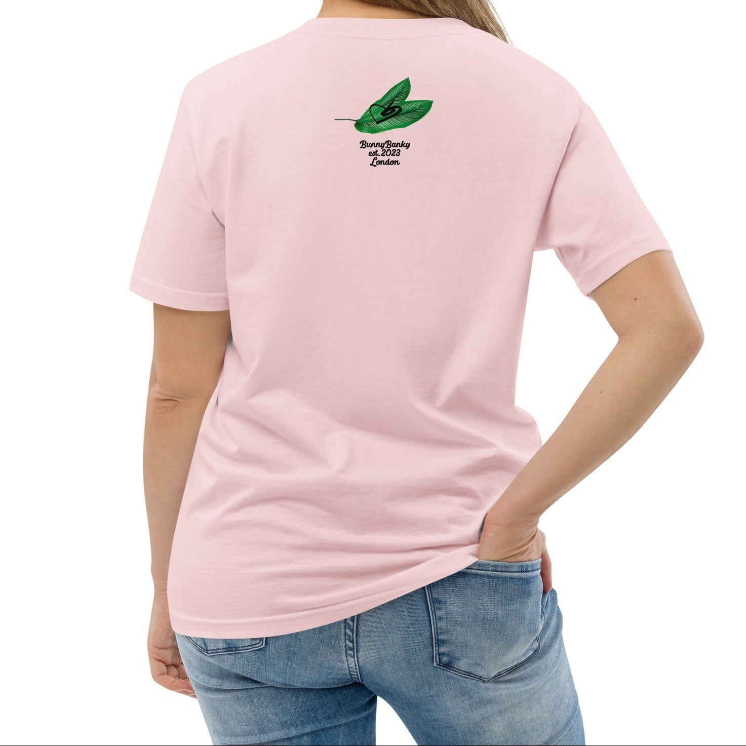A model wearing The Goal Digger Tee in 100% organic cotton, showing the 