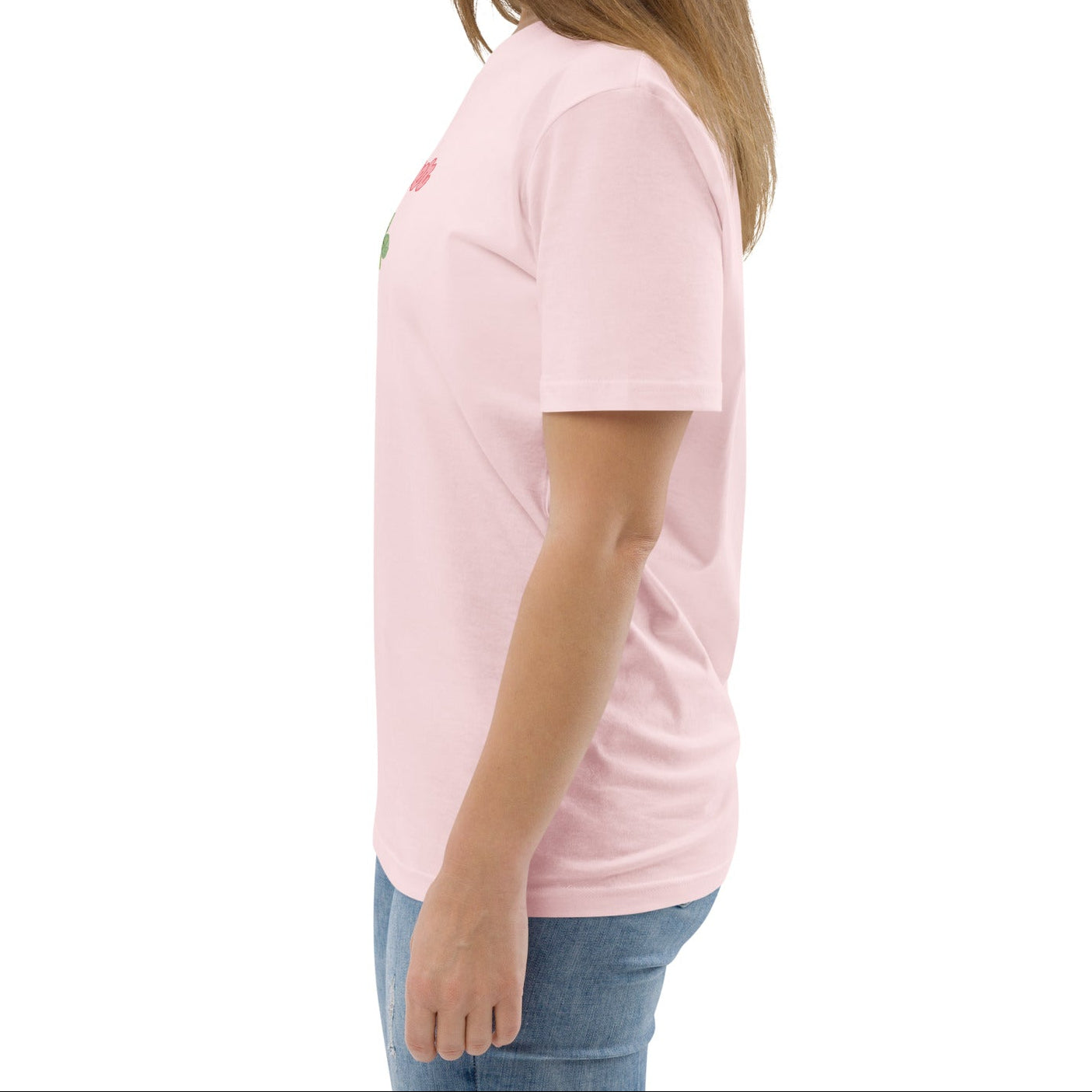 A model wearing The Goal Digger Tee in 100% organic cotton, showing the 