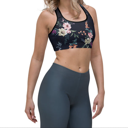 Model wearing the kew botanicals performance bra