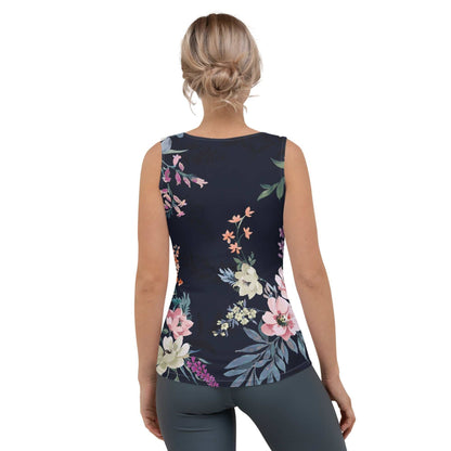 Model wearing the  kew botanical performance tank by BunnyBankY