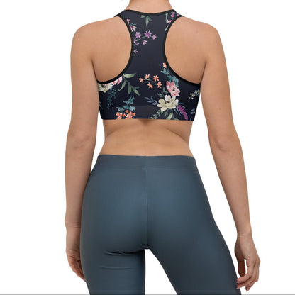 Model wearing the kew botanicals performance bra