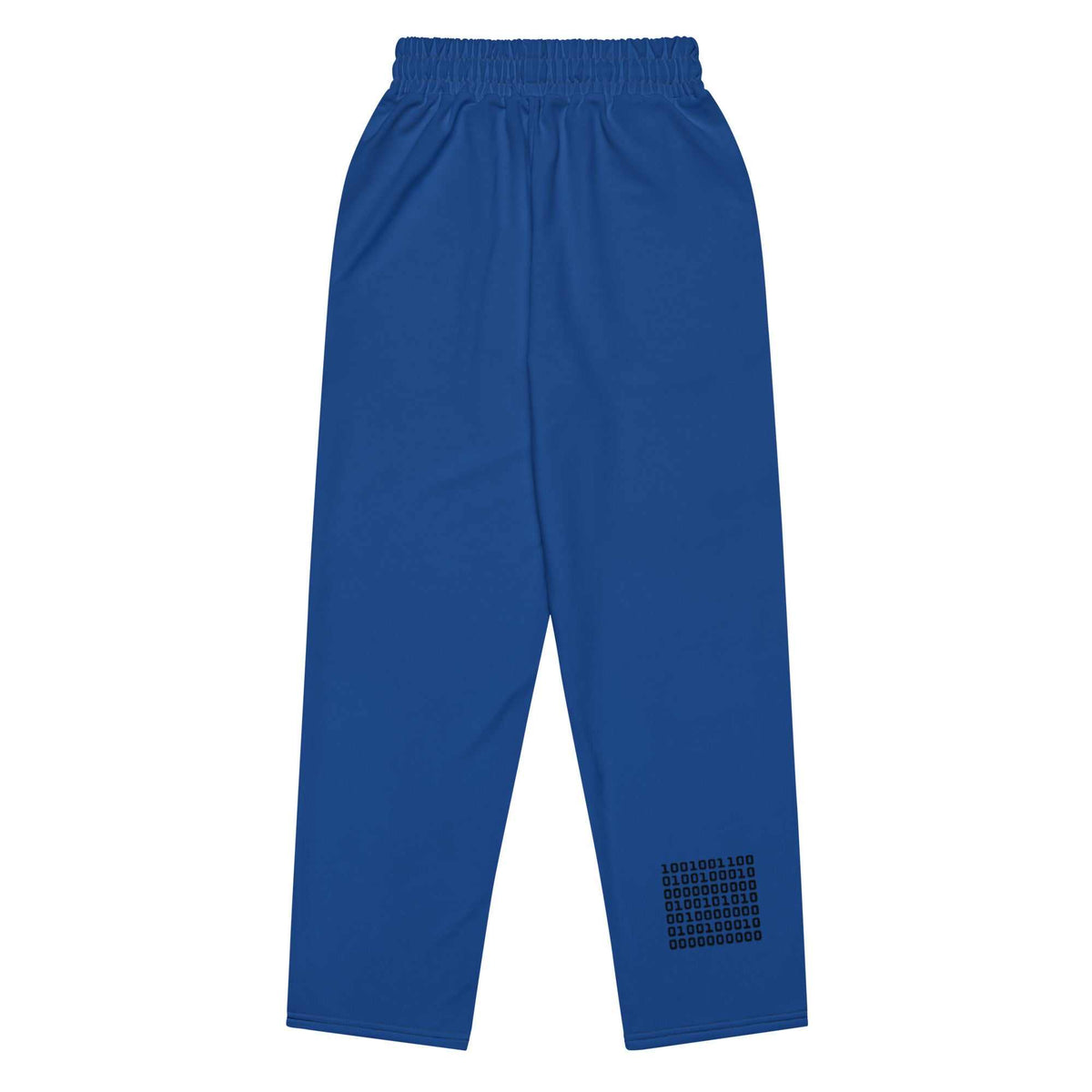 A close-up of The LA Navy Flow  Joggers, highlighting the playful Pop Cherry print, the heritage logo and the binary code print (1s and 0s) on the back left leg.