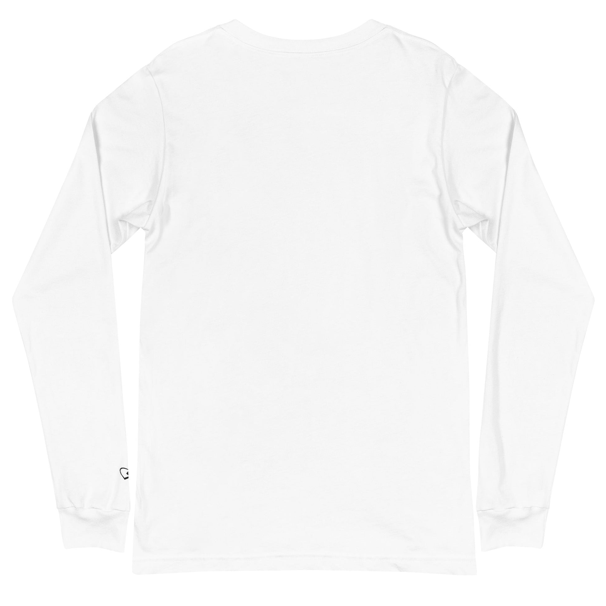 A close-up of The Mykonos Long Sleeve, showing the pop-art evil eye graphic on the premium 100% airlume cotton fabric.