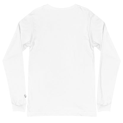 A close-up of The Mykonos Long Sleeve, showing the pop-art evil eye graphic on the premium 100% airlume cotton fabric.