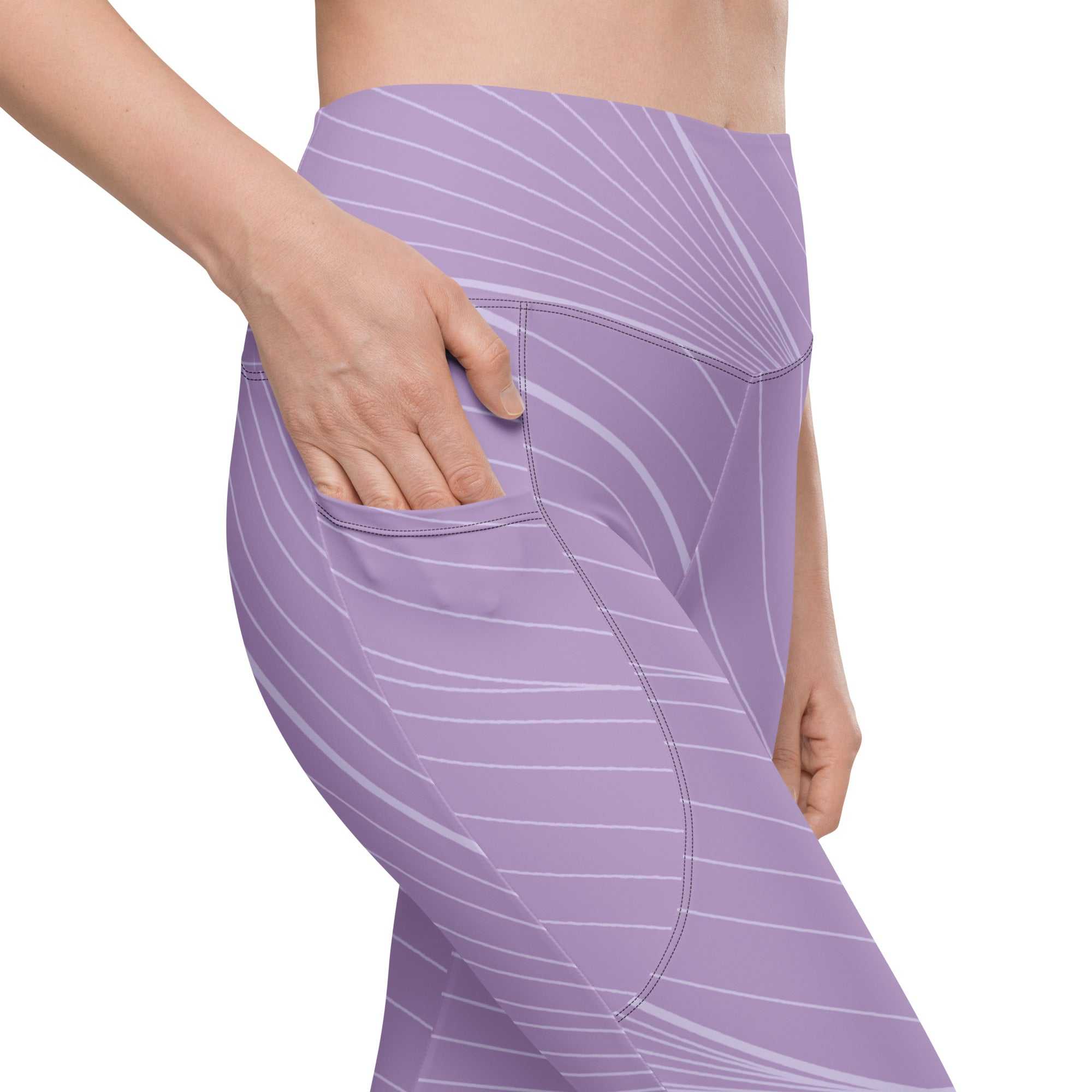 High-waist light lilac Roma Sculpt Leggings with graphic spiral lines and deep side pockets