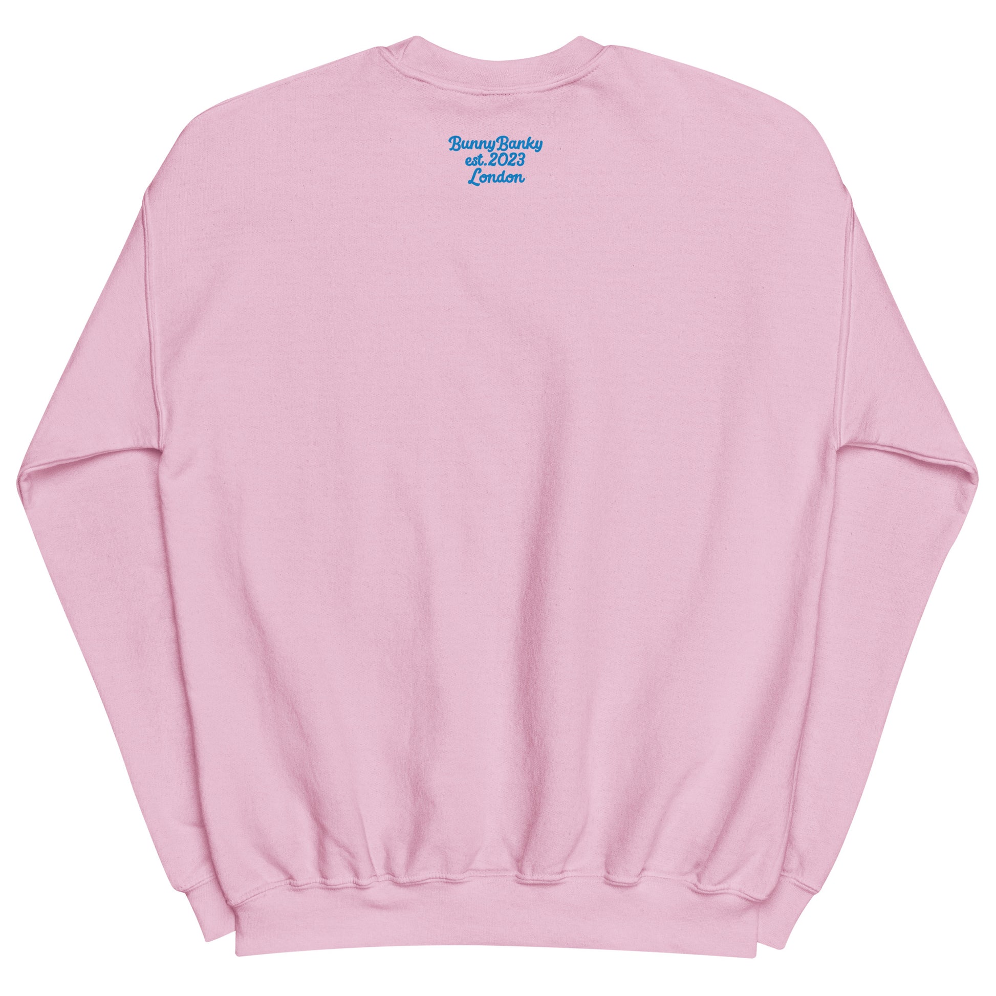 A close-up of the back of The Running Late Sweatshirt, showing the heritage signature print detail.