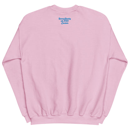 A close-up of the back of The Running Late Sweatshirt, showing the heritage signature print detail.