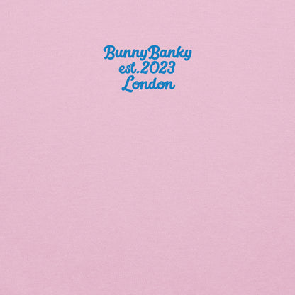 A close-up of the back of The Running Late Sweatshirt, showing the heritage signature print detail.