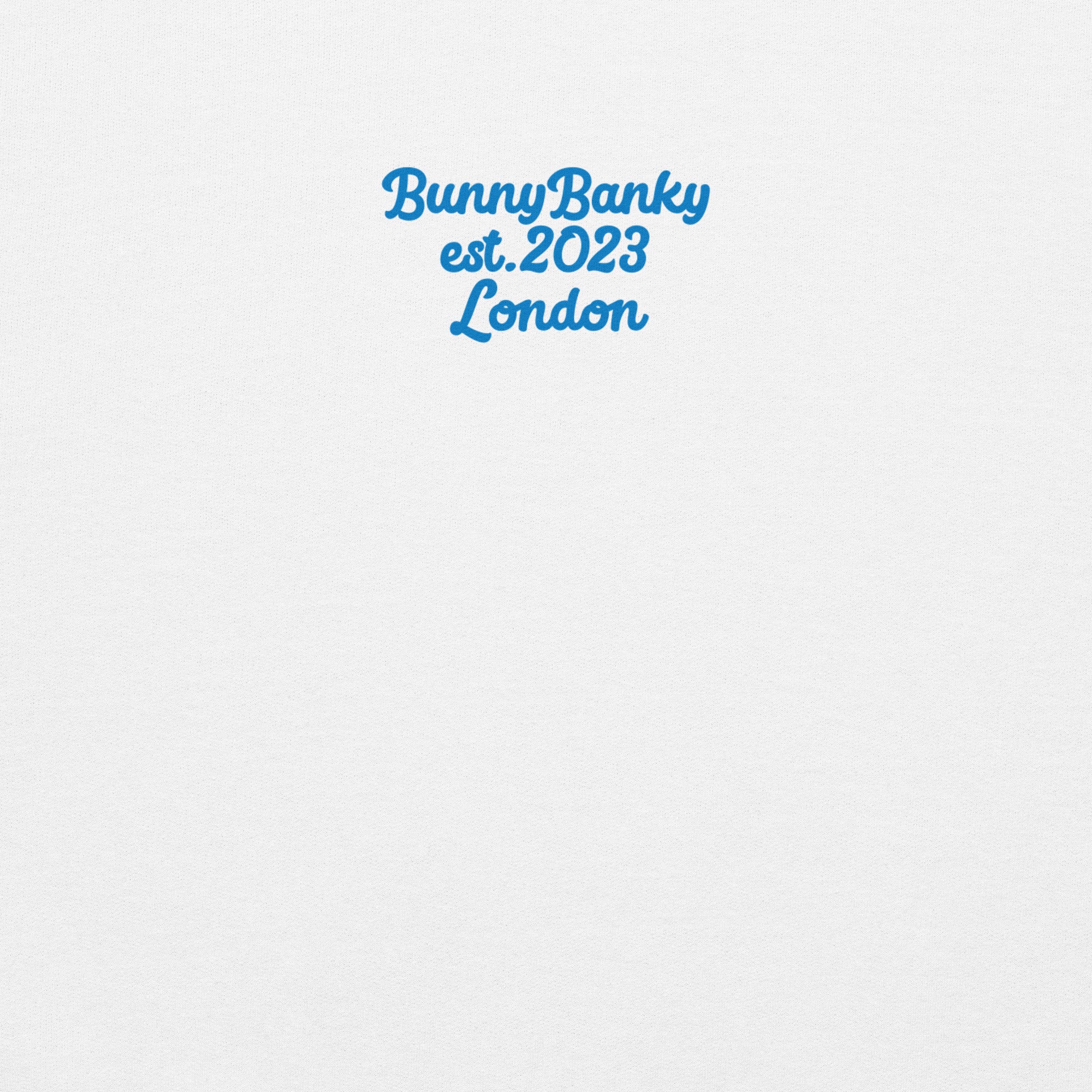 A close-up of the back of The Running Late Sweatshirt, showing the heritage signature print detail.