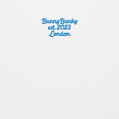 A close-up of the back of The Running Late Sweatshirt, showing the heritage signature print detail.